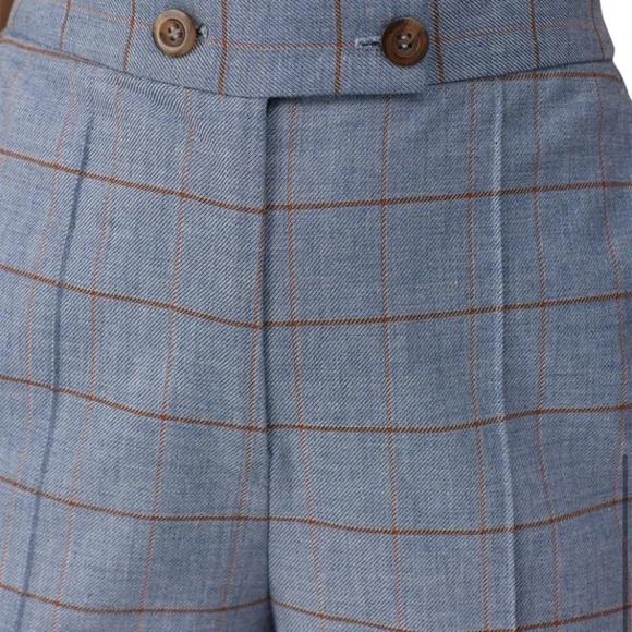 Rebecca Taylor- Windowpane High Rise Crop Twill Pants - Picture 11 of 13